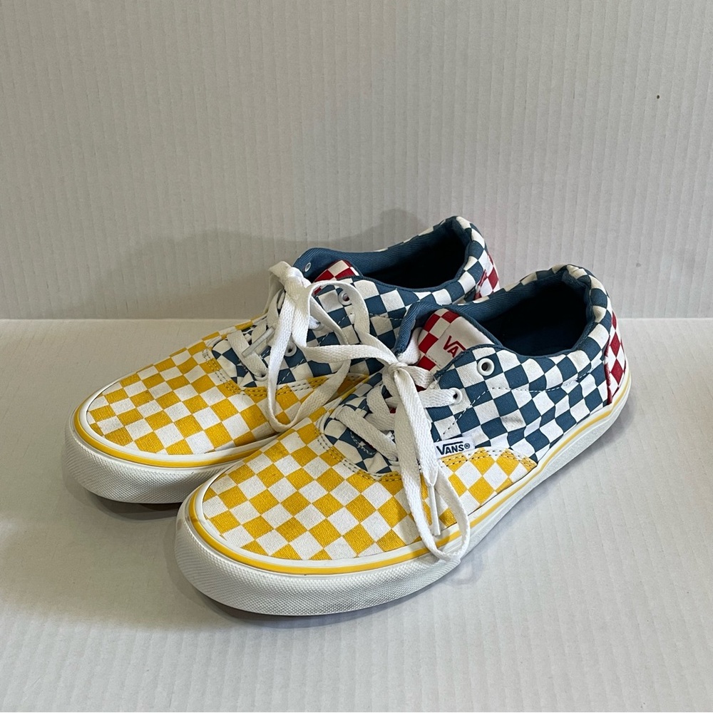 VANS Doheny Checkered Primary Colors Lace-Up Low-Top Sneakers Shoes Youth Sz 6